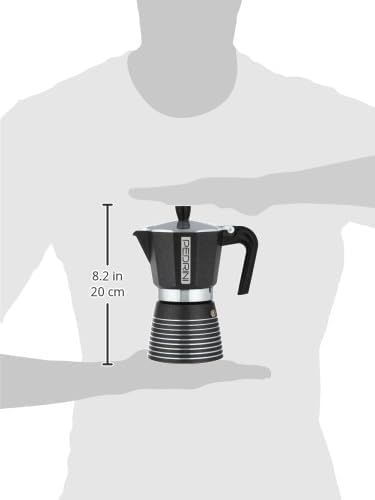 Pedrini Infinity Caffettiera Moka Alluminio - Stile italiano varie tazze con valvola di sicurezza - NERA