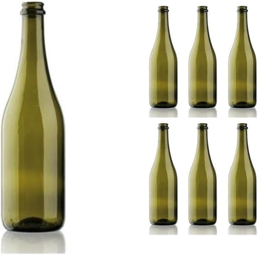BOTTIGLIA EMILIANA PER VINO E SPUMANTE 750 ML CON PREDISPOSIZIONE TAPPO CORONA COLORE UVAG - BOTTIGLIA PER VINI VUOTA PREGIATI PER TAPPI CORONA SUGHERO E PLASTICA 20 PZ
