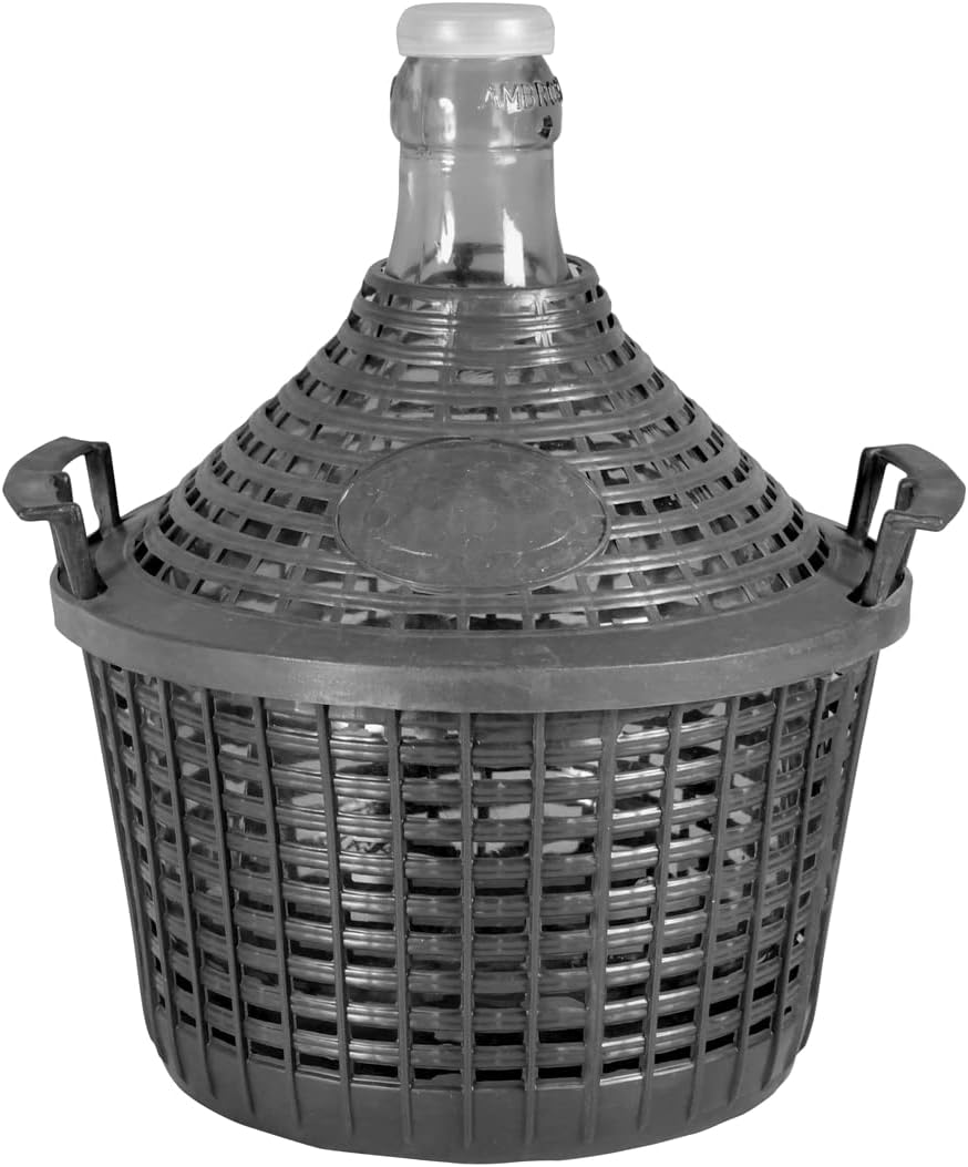 Damigiana Bocca stretta 20L - Con cesto in plastica - Made in italy
